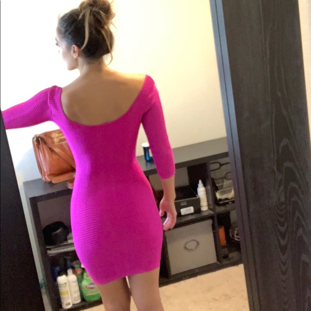Bebe Bodycon Strechy Magenta Pink Dress